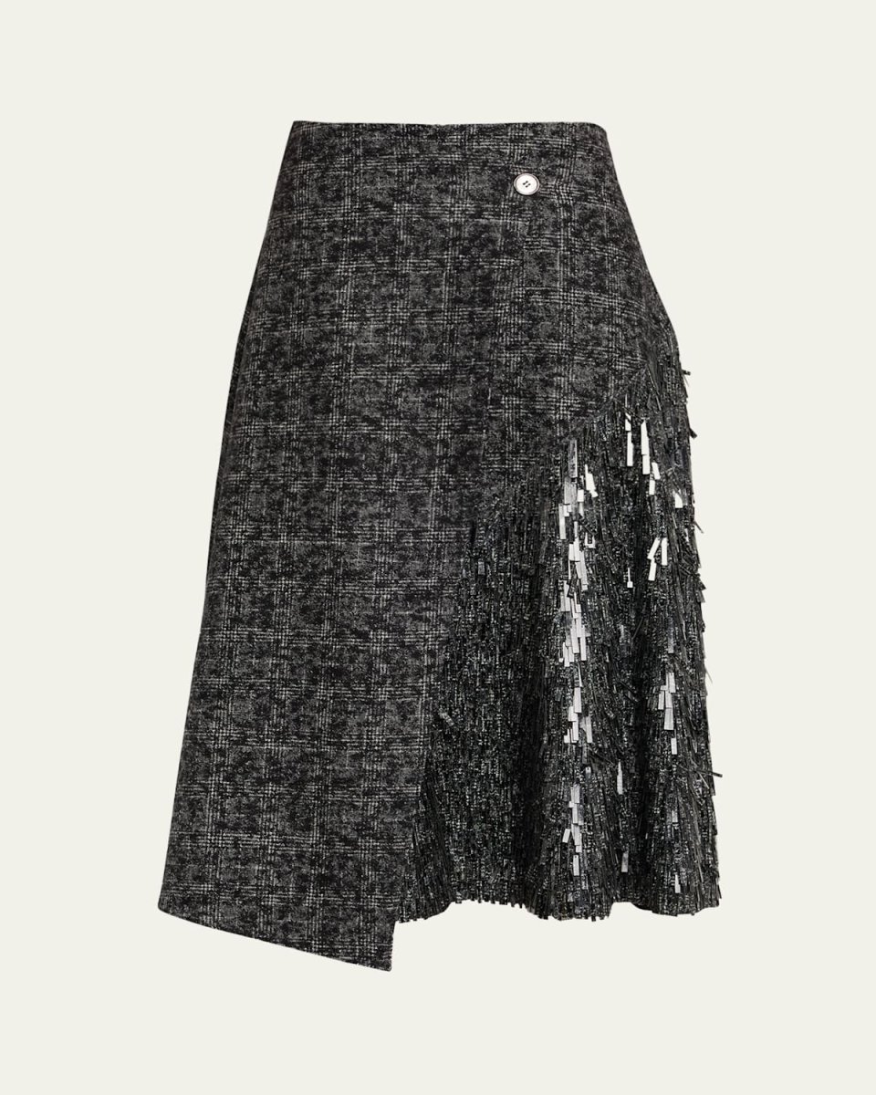 Hand-Embellished Draped Wrap Skirt